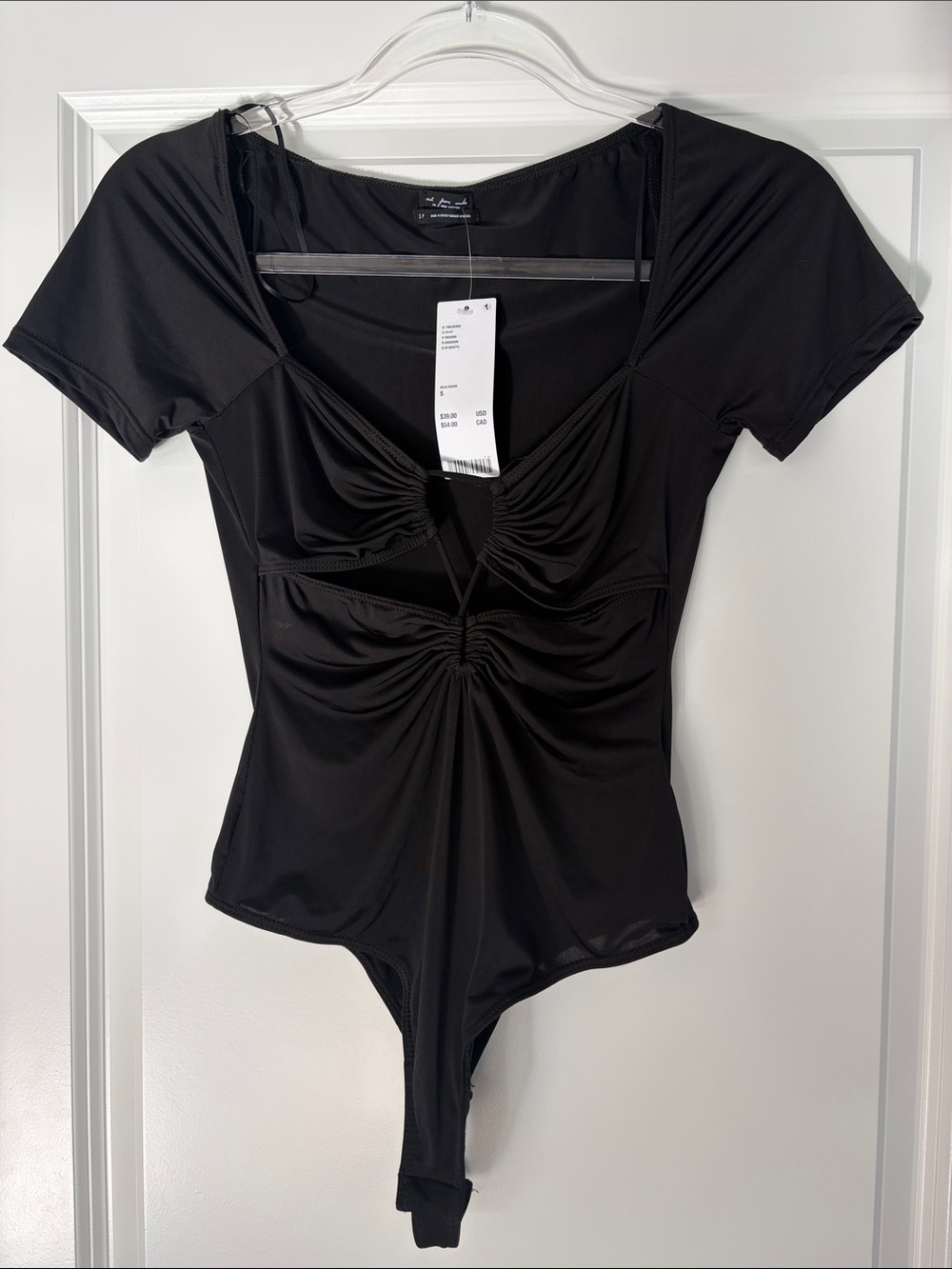NWT Out From Under for Urban Outfitters Black Short-Sleeve Bodysuit Size Small